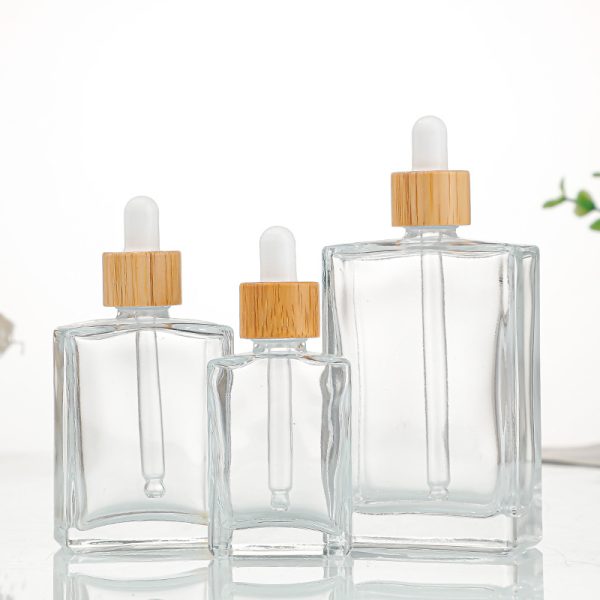Bamboo Top Amber Glass Dropper Bottle - Image 2