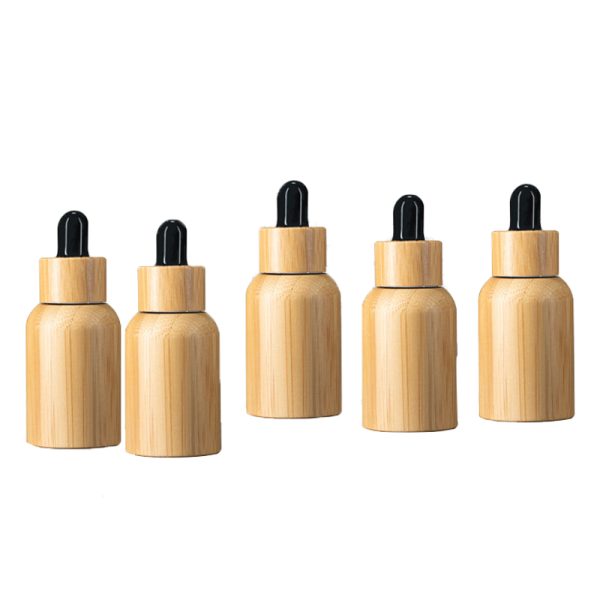 Dropper Bottle with Bamboo Wooden Accent for Eco-Friendly Style