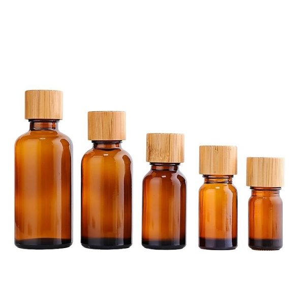 glass dropper bottle with bamboo lid