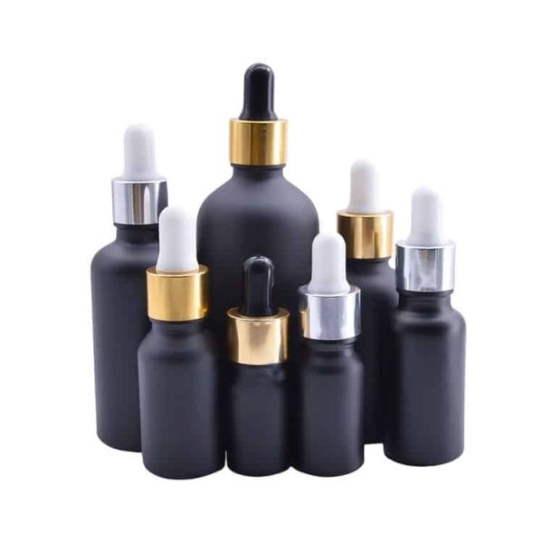 matte black glass dropper bottle