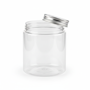 Clear Wide-Mouth PET Jar with Aluminium Screw Cap for Body Scrubs