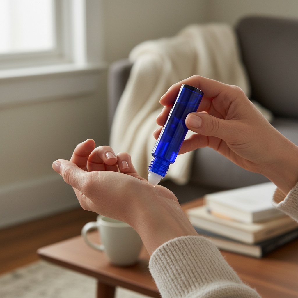Cobalt Blue Glass Roll-On Bottle with Stainless Steel Roller