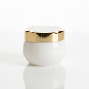 White Opal Glass Jar with Gold Trim Lid for Premium Skincare